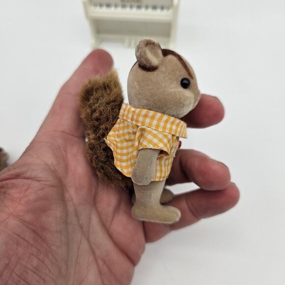 Sylvanian Families Chipmunk Family Figures Lot with Piano Vintage Toy Set Japan - Picture 11 of 14